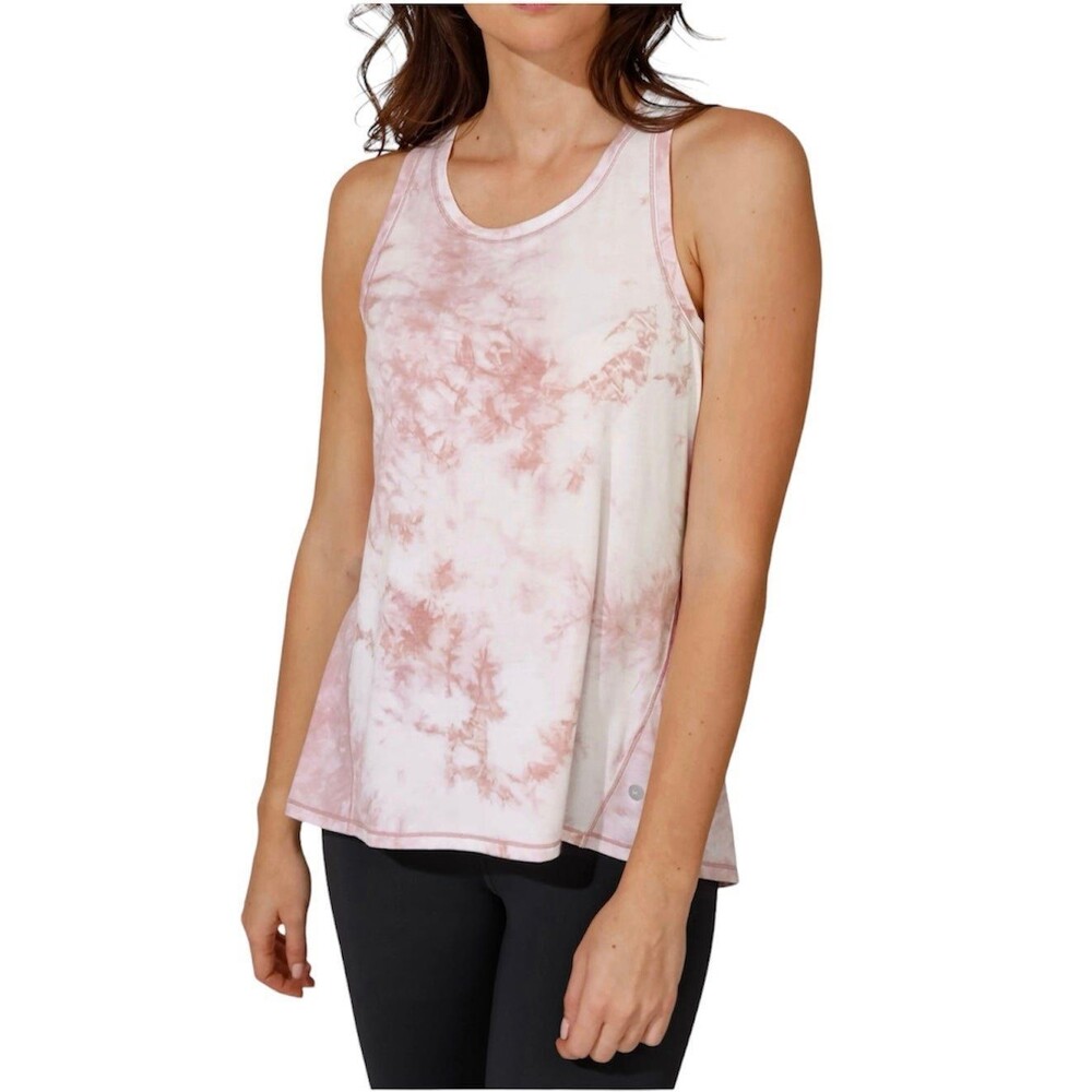 90 Degree By Reflex Racer Tie Back Tank Top In Pink Amethyst Tie Dye Small - NWT